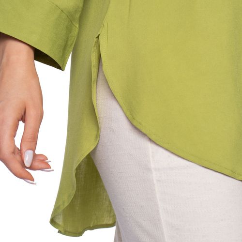 Camisa Feminina The Style Box Alongada em Viscose Verde