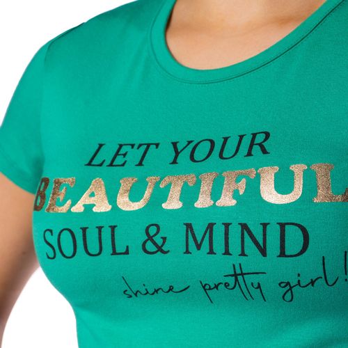 Blusa Feminina Feliny Manga Curta Beautiful Soul Verde