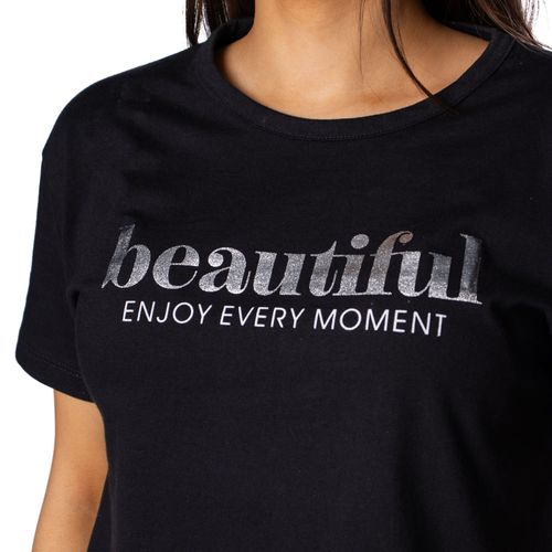 Blusa Cropped Rechsul Manga Curta Beautiful Preto