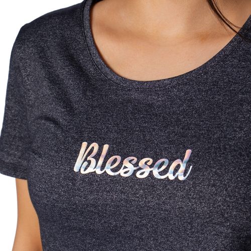 Blusa Feminina Feliny Manga Curta Blessed Preto