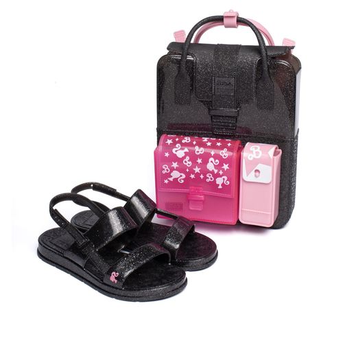 Sandália Infantil Grendene Barbie Color Mochi Glitter Preto