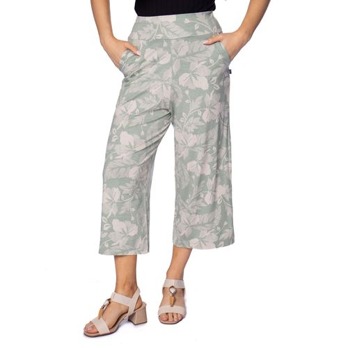 Calça Pantacourt Feminina Bruna e Bia Estampada Verde Claro