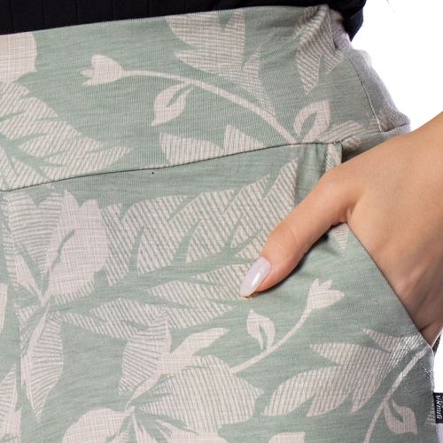 Calça Pantacourt Feminina Bruna e Bia Estampada Verde Claro