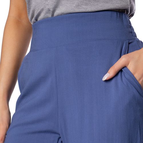 Calça Feminina Cativa Reta em Viscose Azul