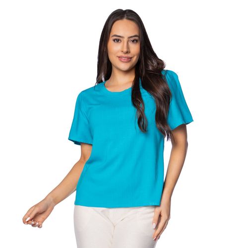 Blusa Feminina Bruna e Bia com Mangas Amplas Azul Celeste