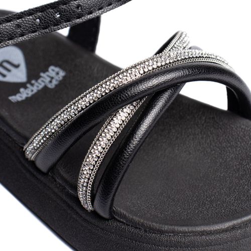 Sandália Infantil Molekinha Bebê Papete com Brilho Preto