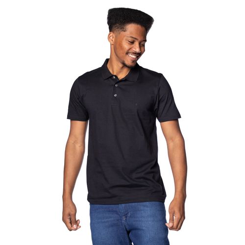 Camisa Polo Masculina Desayner Slim Lisa em Malha Preto