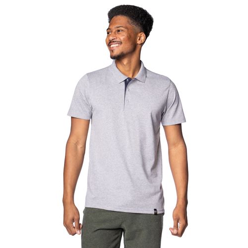 Camisa Polo Masculina Desayner Detalhe na Gola Cinza/marinho
