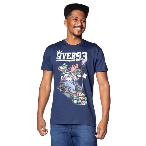 Camiseta Masculina Over Surf Manga Curta Sem Tempo Marinho