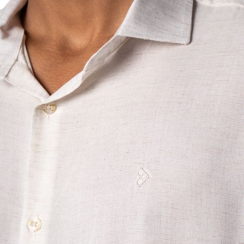 Camisa Masculina Pitt Manga Curta em Viscose Off White