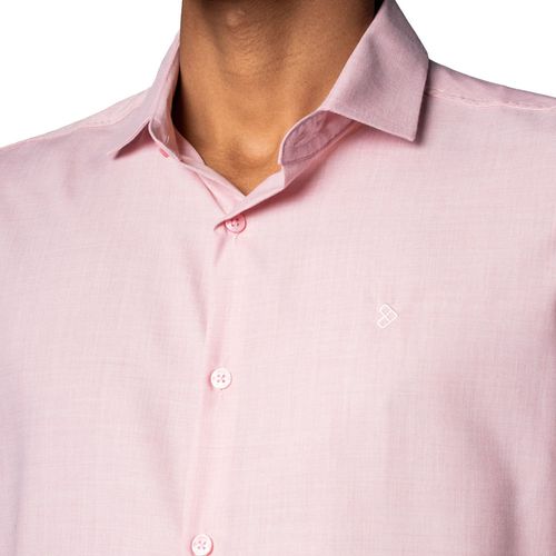 Camisa Masculina Pitt Manga Curta Slim Rosa