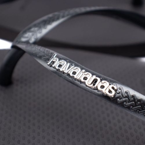 Chinelo Feminino Havaianas Slim Square Logo Metallic Preto