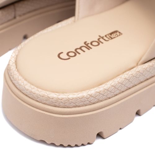 Tamanco Feminino Comfortflex com Fivelas Bege