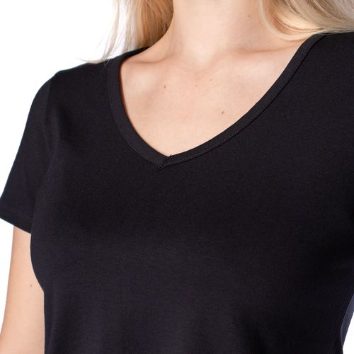 Blusa Feminina Rechsul Básica de Gola V Preto