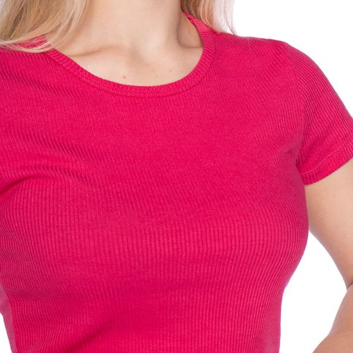 Blusa Feminina Feliny Básica Ribana Canelada Rosa