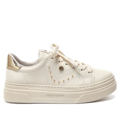 Tênis Feminino Via Marte Plataforma com Apliques Bege