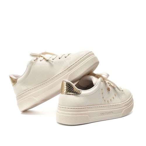 Tênis Feminino Via Marte Plataforma com Apliques Bege