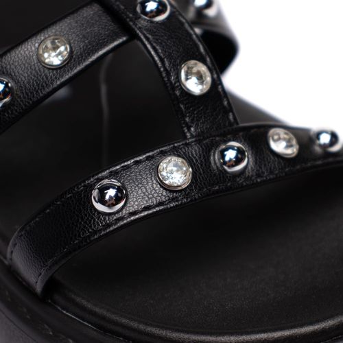 Sandália Infantil Molekinha Flatform com Tachas e Brilhos Preto