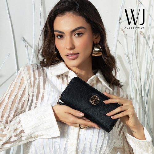 Carteira Feminina WJ Alongada Preto