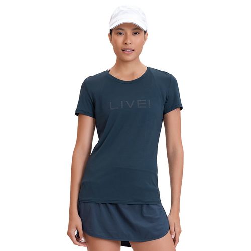 Camiseta Feminina Live Icon Comfort Drop Azul Escuro