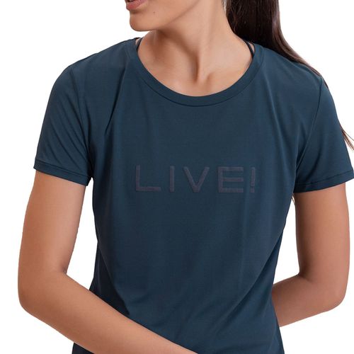 Camiseta Feminina Live Icon Comfort Drop Azul Escuro