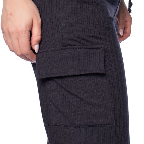 Calça Capri Feminina Bruna e Bia Canelada Cargo Preto