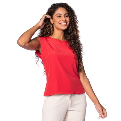 Blusa Feminina The Style Box Manga Muscle Vermelho