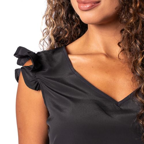 Blusa Feminina The Style Box Mangas Com Babados Preto