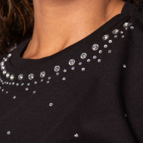 Blusa Cropped Feminina Fore com Aplicação de Brilhos Preto
