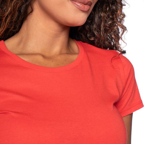 Blusa Feminina Desayner Básica Manga Curta de Algodão Vermelho