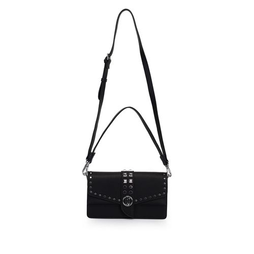 Bolsa Feminina WJ Transversal com Aplicação de Metais Preto