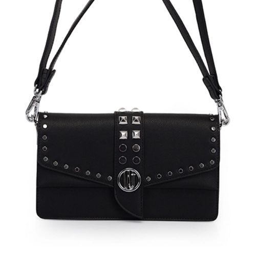 Bolsa Feminina WJ Transversal com Aplicação de Metais Preto