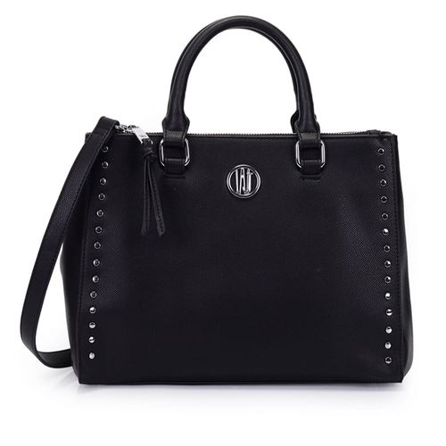 Bolsa Feminina WJ Tiracolo Grande com Aplicação de Metais Preto