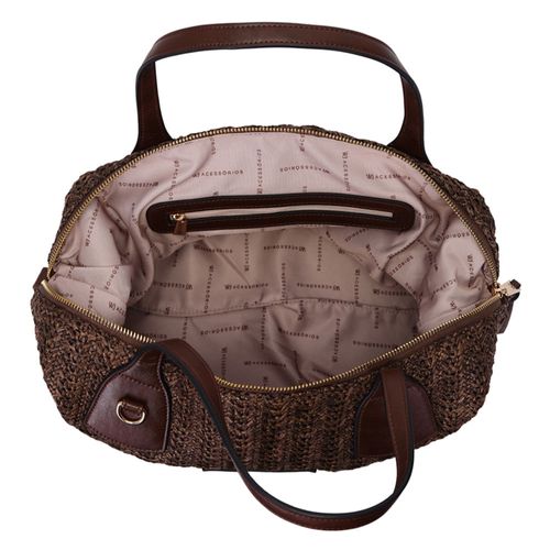 Bolsa Feminina WJ Baú Grande Palha Marrom