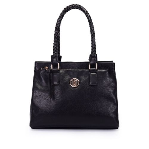 Bolsa Feminina WJ Tote Média Alças Trançadas Preto
