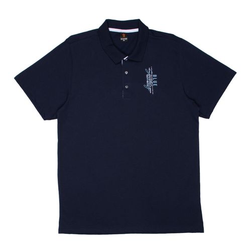 Camisa Polo Masculina Desayner Plus Size com Estampa no Peito Marinho
