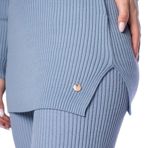 Blusa Feminina Biamar Canelada Alongada Azul Claro