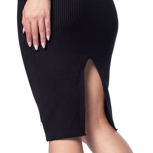 Vestido Midi Feminino Biamar Canelado Sem Mangas Preto