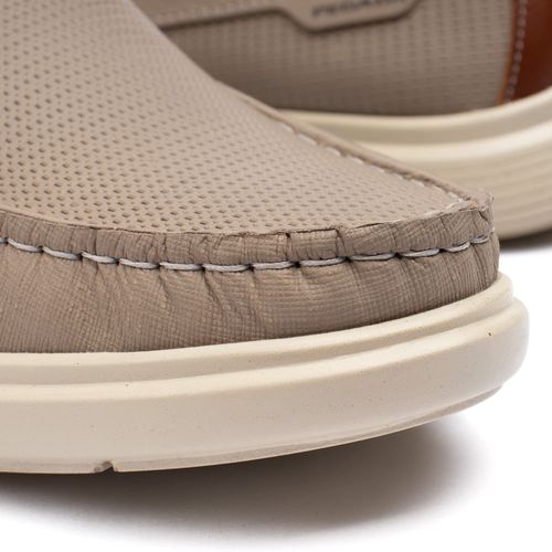 Mocassim Masculino Pegada Navale em Couro Areia