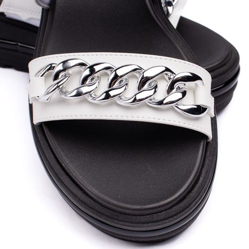 Sandália Feminina Bebecê Flatform com Corrente Branco