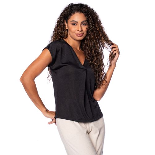 Blusa Feminina Giraffe com Prega Frontal Preto