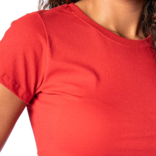 Blusa Feminina Desayner Básica Manga Curta Bordado Vermelho