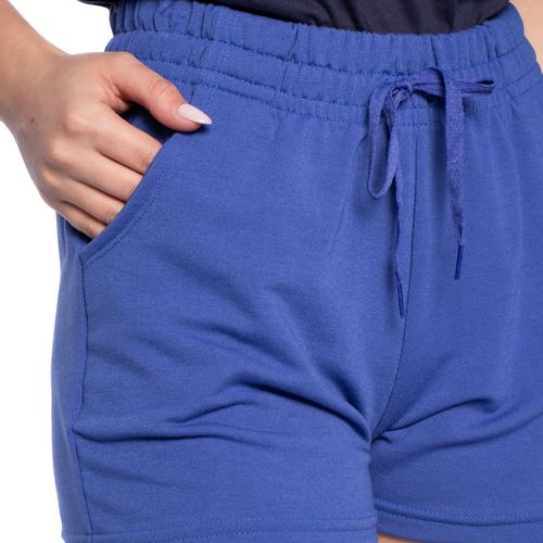 Short Feminino Desayner em Moletom com Cordão Azul