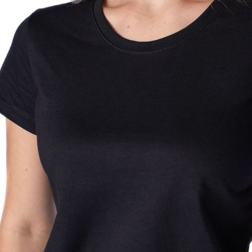 Blusa Feminina Desayner Básica Manga Curta de Algodão Preto