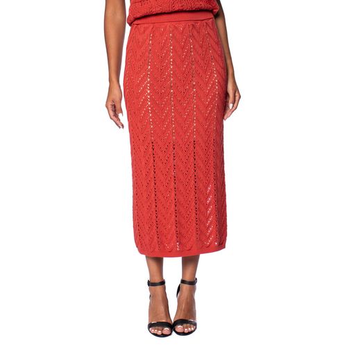 Saia Midi Feminina Biamar com Pontos Vazados Vermelho