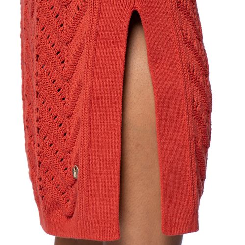Saia Midi Feminina Biamar com Pontos Vazados Vermelho