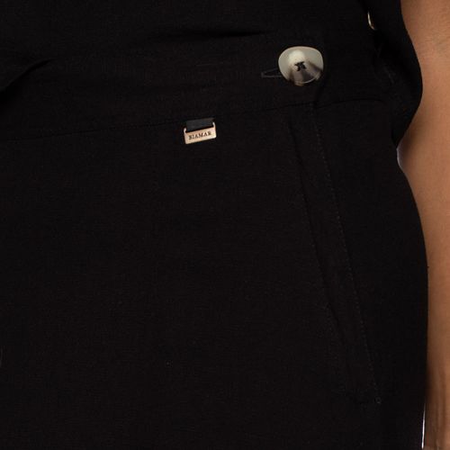 Saia Midi Feminina Biamar Evasê em Viscose Preto