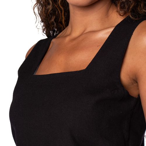 Regata Cropped Feminina Biamar Decote Quadrado Preto