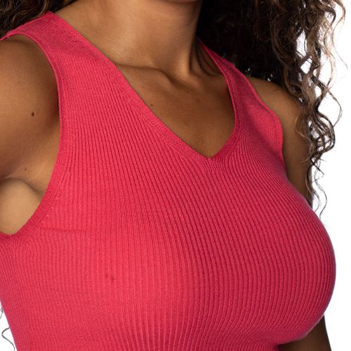Regata Feminina Biamar Tricot com Gola V Rosa
