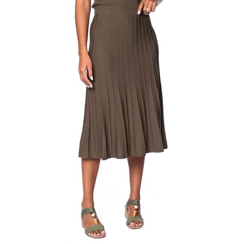 Saia Midi Feminina Biamar Evasê Verde Escuro